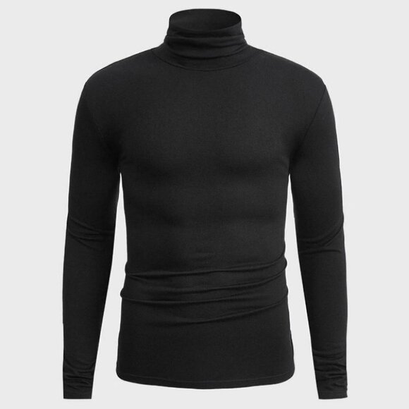 Black Mens High Neck Tee - Picture 1 of 4